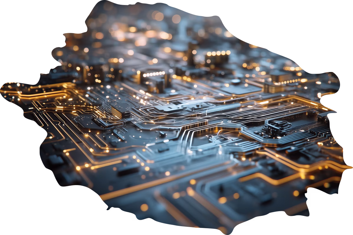 Macro shot of a circuit board.